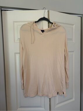 Patagonia-Light by b Beige Waffle Knit Hooded Long Sleeve Top